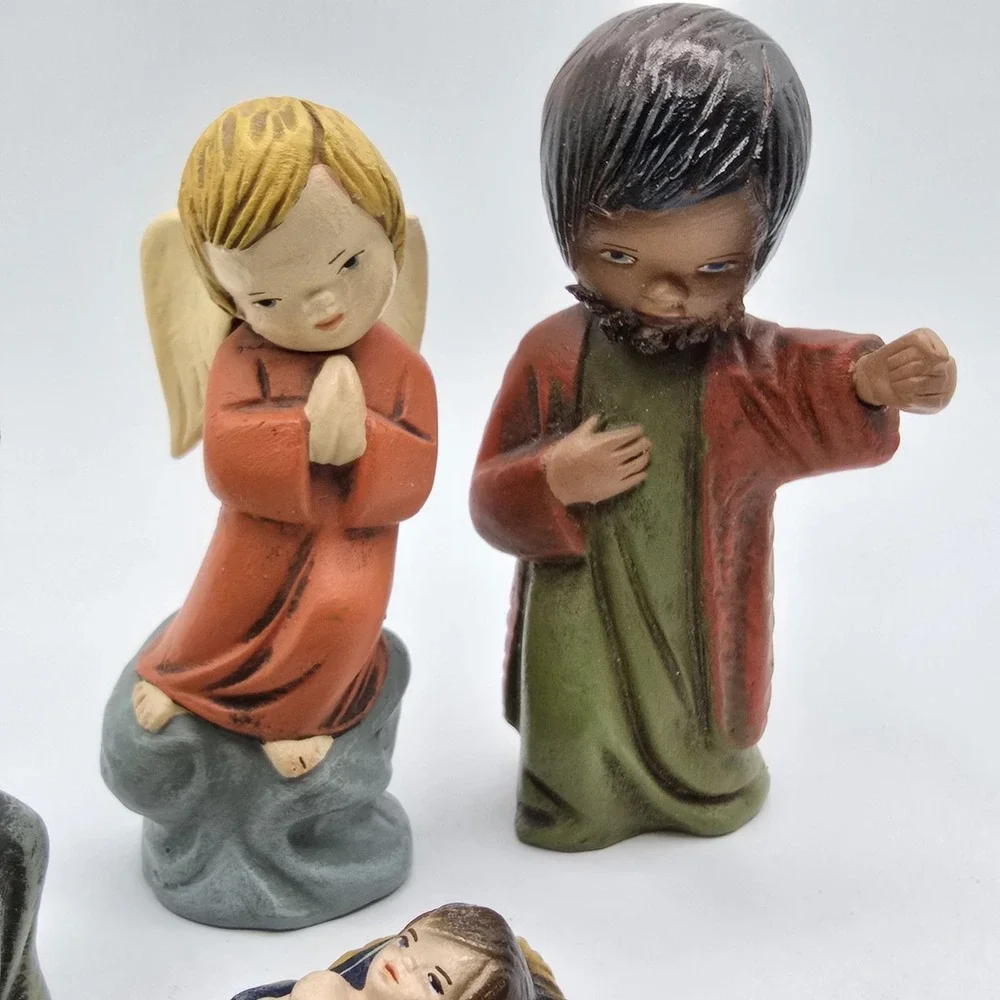 Vtg Nativity Set‎ Ortigas Figures Red Clay Ceramic